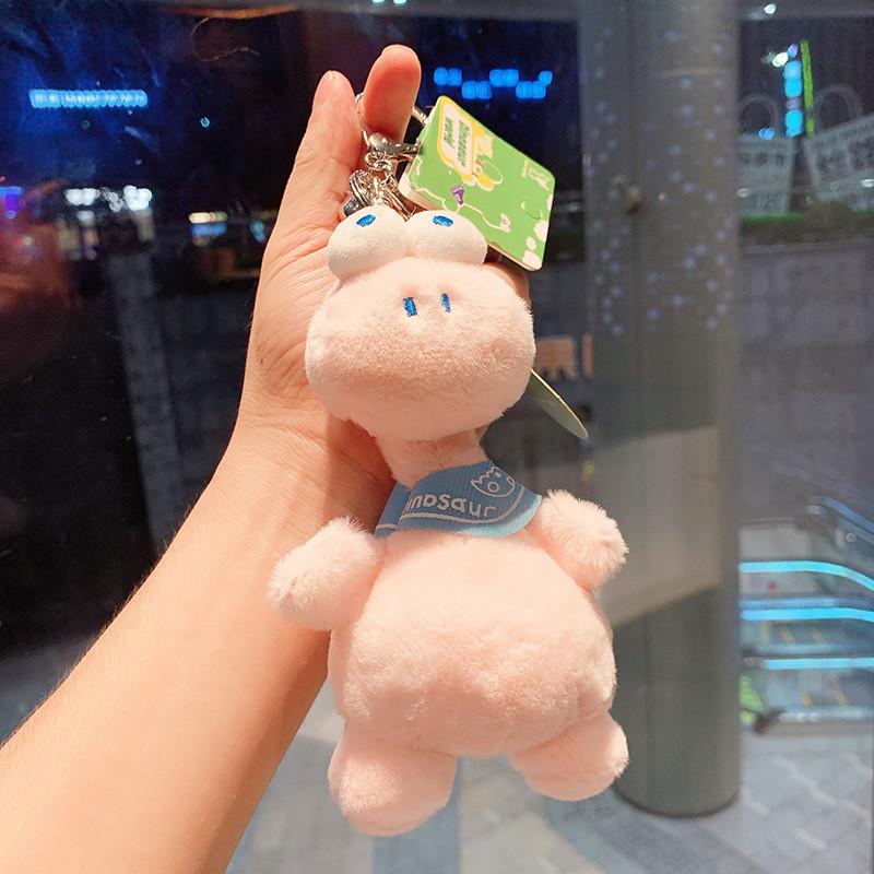 

Adorable Dinosaur Fluffy Bag Charm Key Ring Car Keychain Cartoon Accessory Car розовый