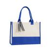Large-Capacity Fashion Tote: Film-Coated Spliced Canvas Handbag