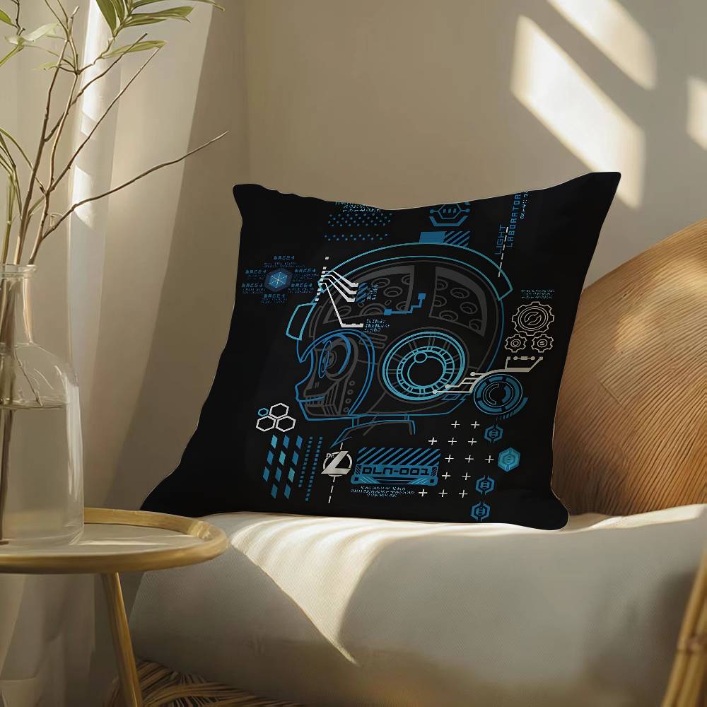 Mega Man Anime Game Pillow Case Silky Elegant Comfort Sofa Bed Invisible Zipper Beach Pillowcase