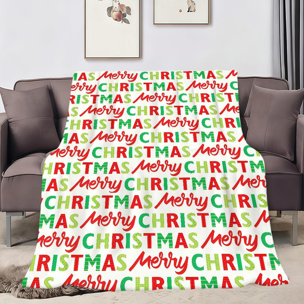 Christmas Pattern Red Green Stripes Flannel Soft Warm Plush Blanket Sofa Living Room Pet Hogar Bedroom Gift Home Car Portable