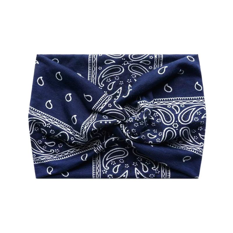 European and American Bohemian Elastic Cross Headband with Paisley Pattern and Knotted Design