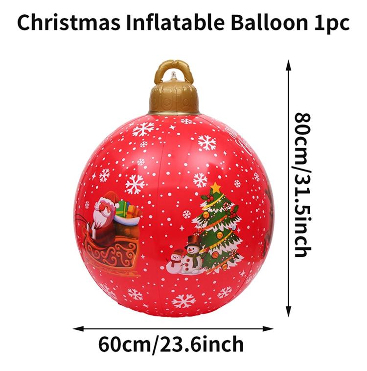 

60 см надувной рождественский декорированный шар для улицы из ПВХ, гигантские большие шары, елочные украшения, игрушечный шар без света 60cm