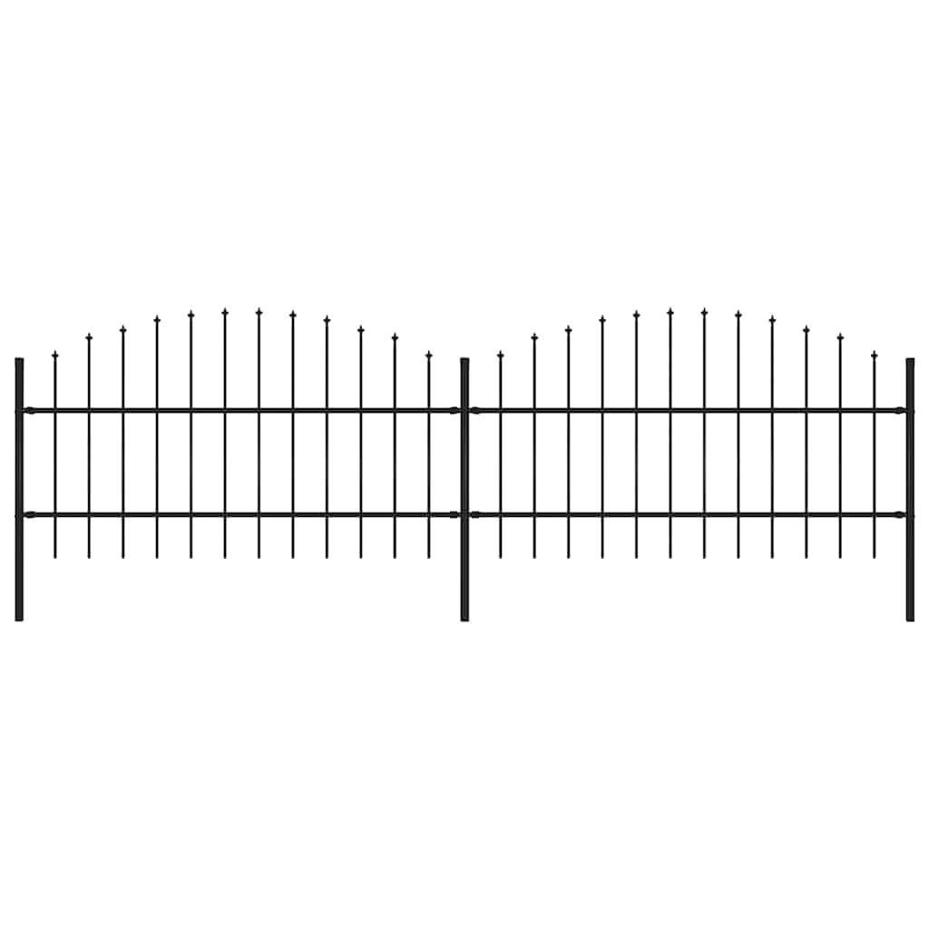 Spear Tip Garden Fence Steel 359 x 100 cm Black