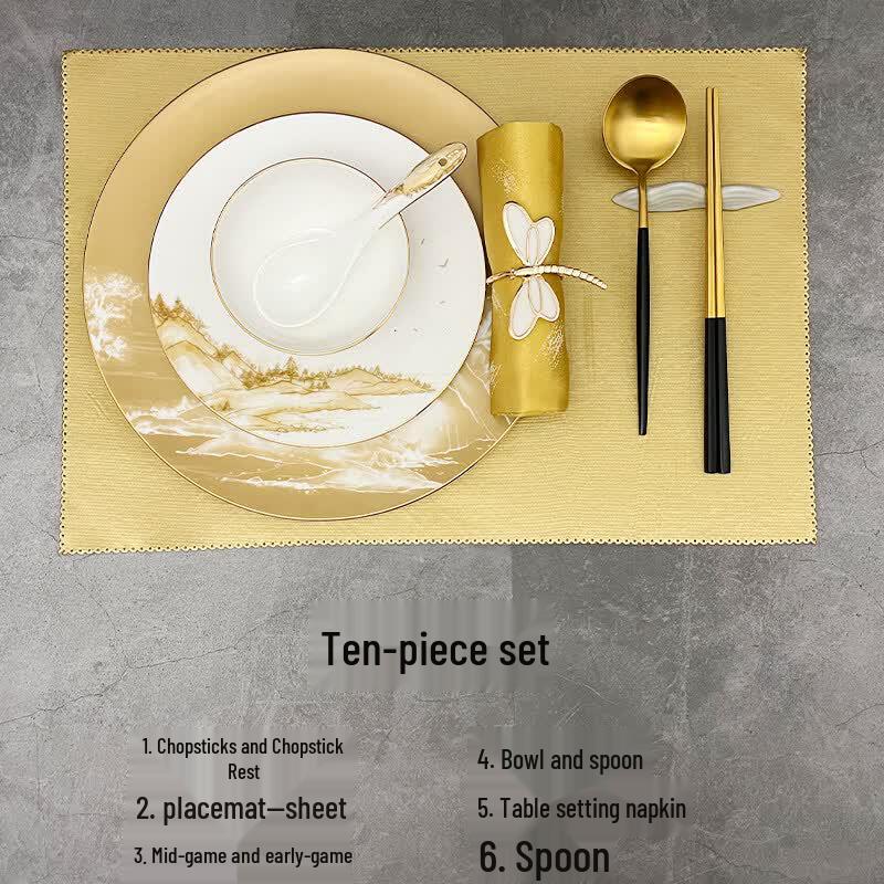 High-End Chinese Bone China Tableware Set