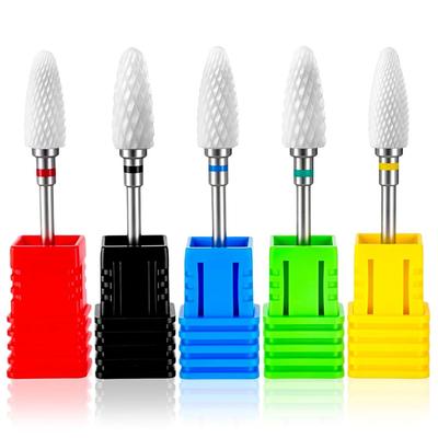 Conjunto de Brocas Cerâmicas para Unhas, Haste de 3/32", Brocas Cerâmicas Profissionais em Formato de Espiga, Brocas Lima de Cerâmica para Unhas Acrílicas para Manicure Pedicure Cutícula Unha de Gel