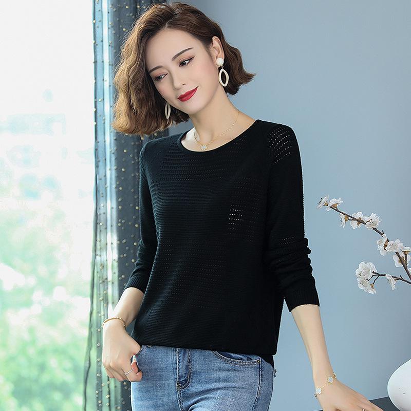 2024 Women's Lightweight Long-Sleeve Knitted Top - Perfect for Early Autumn