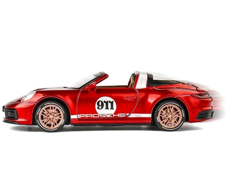 BBBG4 1:32 Porsche 911 Targa 4S Cabrio Sportlegierung Auto Modell Druckguss Sound Super Rennsport Ausfahrbarer Heckspoiler Heißes Auto Für Jungen Geschenke