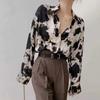 Kuh Print Button Up Shirts Frauen Langarm Bluse Koreanische Mode Kleidung Chiffon Streetwear Plus Größe Tops Frühjahr Neue