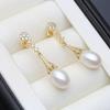 Real Freshwater Drop Pearls Earring For Women,Natural White Pearl Earrings 18k Gold Korea Jewelry Fine Gift