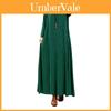 Elegantes Baumwoll-Langarm-Vintage-Kaftan-Maxikleid für Damen in Übergröße