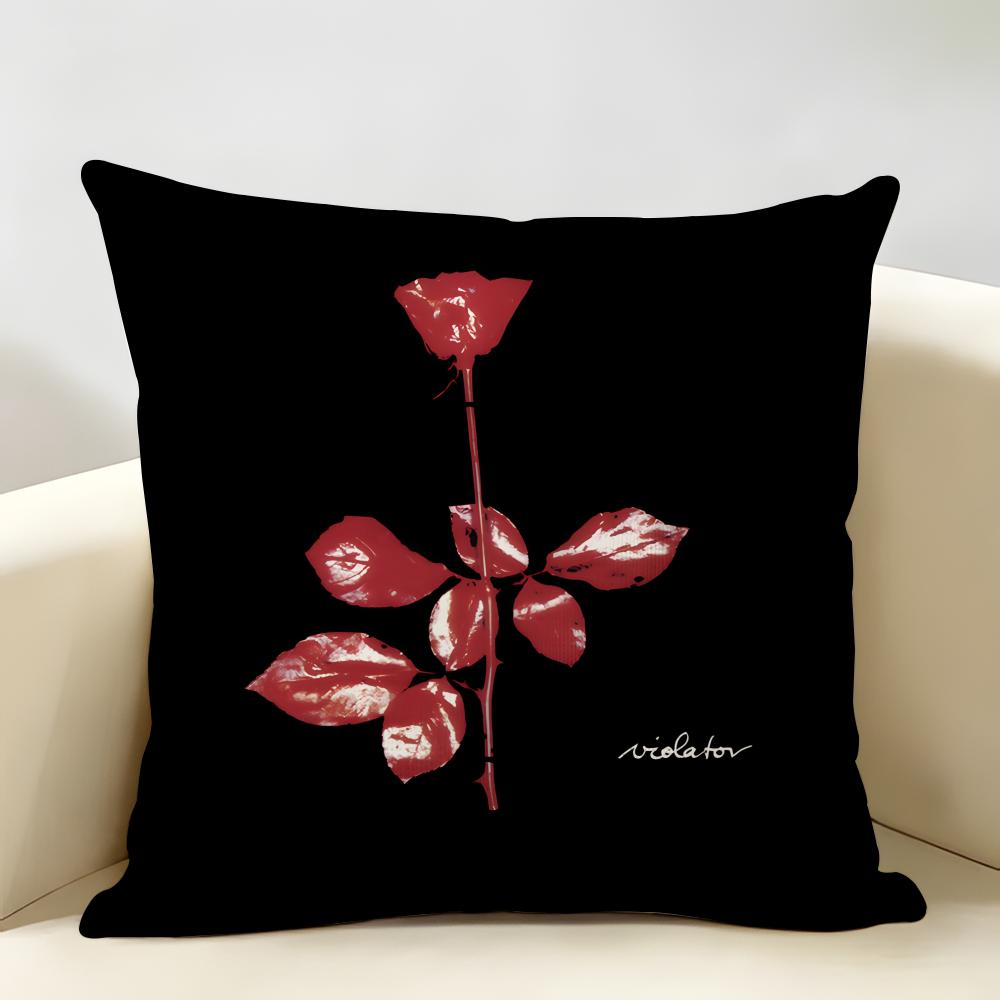 DDepecheMode LOGO Cushion Cover Natural Linen Organic Fabric DoubleSided Printing Room Sofa Decor Pillow Case