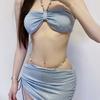 Swimsuit Woman Fish Diamond Chain European and American Pure Desire Wind Strap Triangular Bikini Three-point Ins Sexy Vacation Swimsuit
