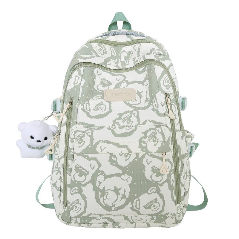 Schoolbag1011 new backpack bear printed schoolbag female junior high school students niche versatile backpack computer bag wholesale