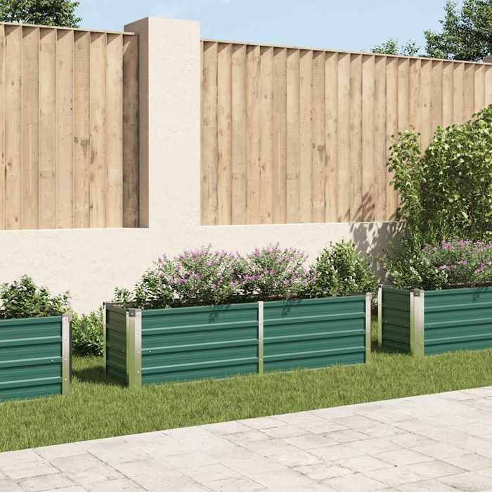 VidaXL Lit Surélevé Acier Galvanisé 160x40x77 cm Vert Jardinière Pot de Fleurs 44851