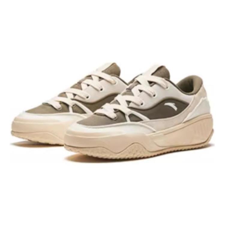 New Anta Cookie Shoes Abrasion Resistant Breathable Low Top Skateboard Shoes Men's Beige 912418072-2