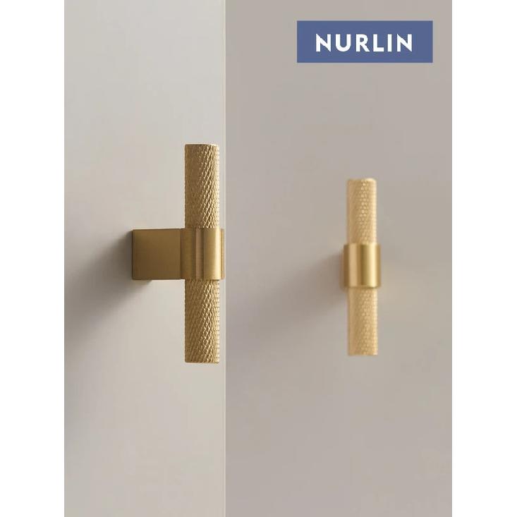 Nurlin Solid Brass Knurling Patterned Cabinet T-bar Extended Length 40 Inches Kitchen Appliances Dishwashers Refrigerators Pull