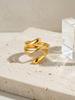 Minimalistischer geometrischer Ring aus Edelstahl für Damen, Goldener wasserdichter breiter Bandring, Schichtschmuck, Einfacher stilvoller Schmuck für den täglichen Gebrauch