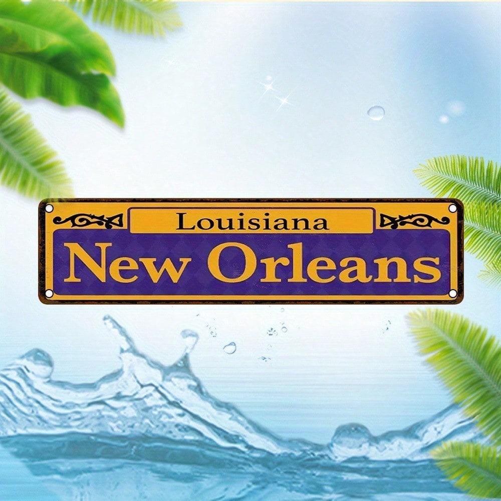 New Orleans Metal Sign 16x4 In, Vintage Louisiana City Wall Decor, UV HD Print Indoor Holiday Decoration, No Power Needed