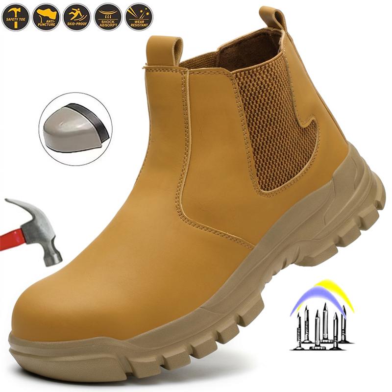 Chelsea Sicherheitsschuhe Herren Stahlkappe Schutzschuhe Mit Anti-Quetsch Anti-Durchstich Arbeitschuhe Unzerstörbare Sicherheitsstiefel