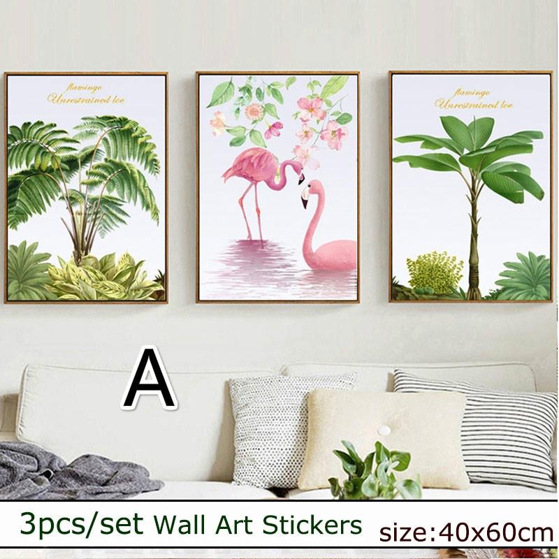 3pcs/set  Self-adhesive Decorative Wall Stickers Picture Warm Poster Home Layout Background Wallpape