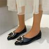 Sweet Flats Women Summer Casual Leather Slip On Pointed Toe Fashion Shoes for Women Solid Metal Buckle Casual Platform Flats