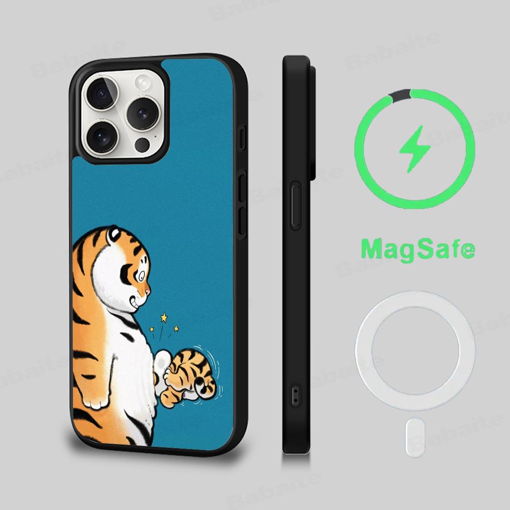 Funny Fat Tiger Phone Case Magnetic Case For IPhone 16 14 13 12 11 15 Pro Max Plus For Magsafe Wireless Charge Cover