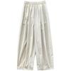 Cotton Casual Wide Leg Pants Women's Thin Summer Korean Version Large Loose High Waisted Straight Leg Pants