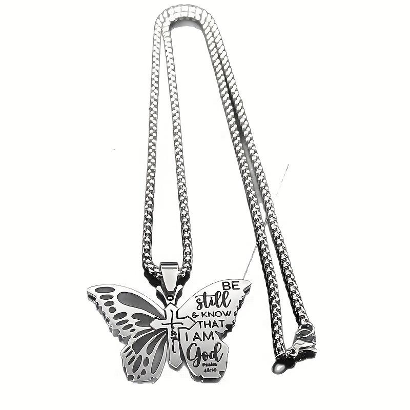 New Flat Colorful Butterfly Necklace Titanium Steel Jewelry Accessories