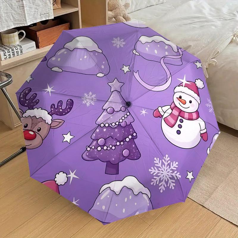 

1pc Christmas Winter Wonderland Automatic Folding Umbrella, 8 Ribs Iron Frame, Suitable for Outdoor Travel and Daily Use yy251120180