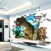 3D nástěnná malba, stereo tapeta s dinosaury, pozadí, nástěnná malba do dětského pokoje, obývacího pokoje, bytové dekorace