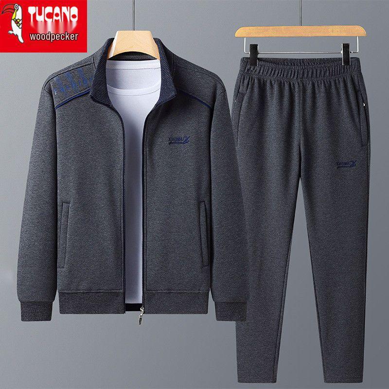 Specht Herren Sport Baumwollset: Lässige Laufjacke für Mittelalte und ältere Menschen für Frühling, Herbst, Winter.