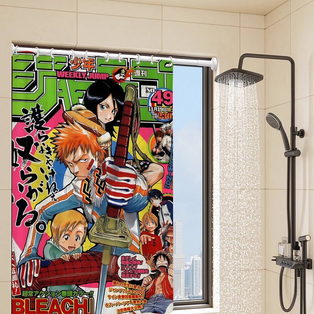 Anime Bleach Duschdraperi Badgardin Tryck Polyestertyg Vattentätt Badrumsgardiner med Krokar Badskärm