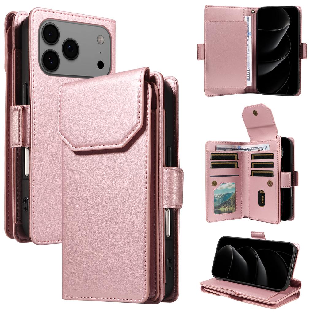 Luxury Magnetic Card Solt Wallet Flip Leather Phone Case For iPhone 17 Pro Max 16 Plus 15 14 13 12 kickstand Book Strap Cover