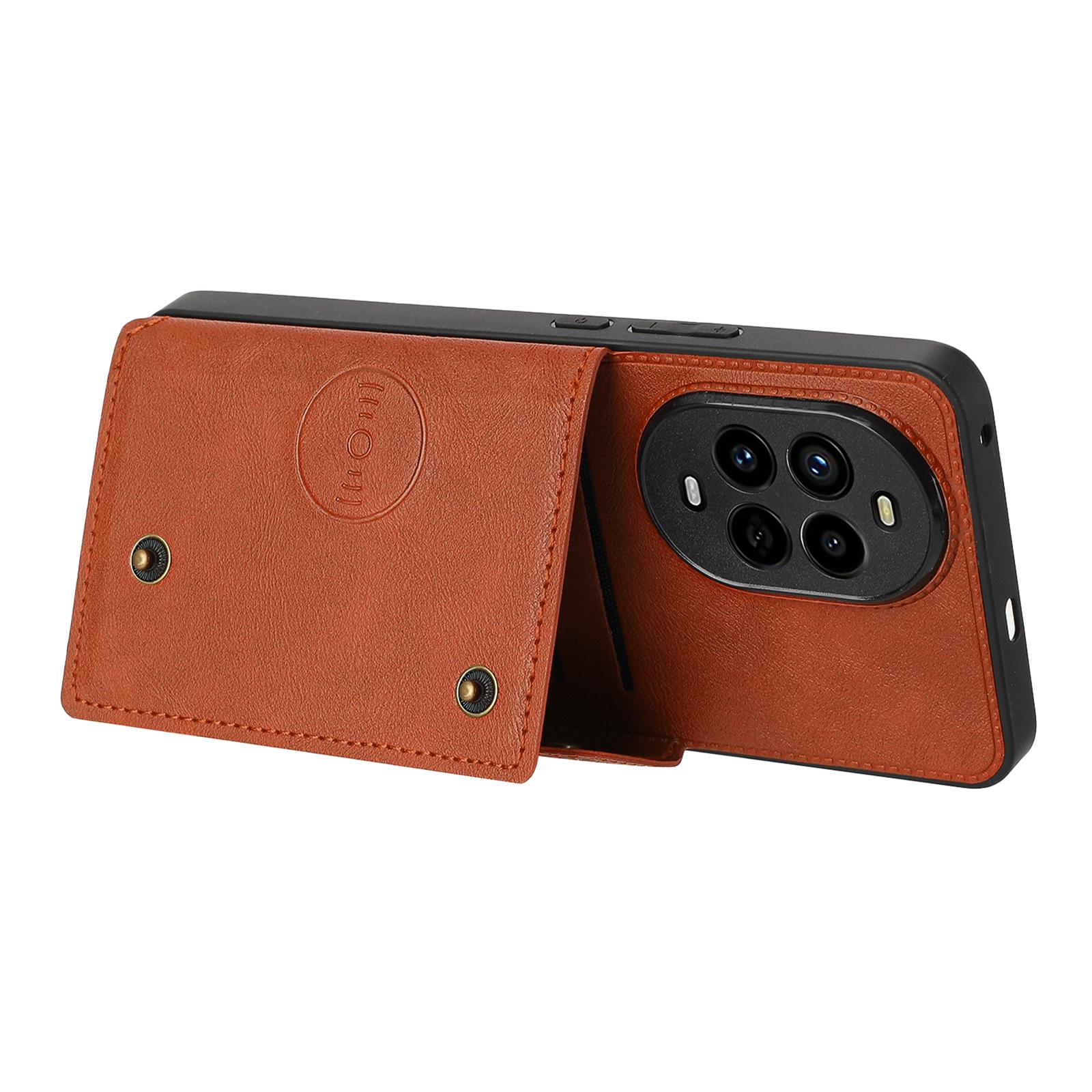 

For Huawei nova 13 Pro 5G Case with Card Slots Kickstand Leather+TPU Phone Cover Brown