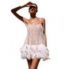Sexy Backless Party Dress – Short Tassel Mesh Beaded Suspender Skirt