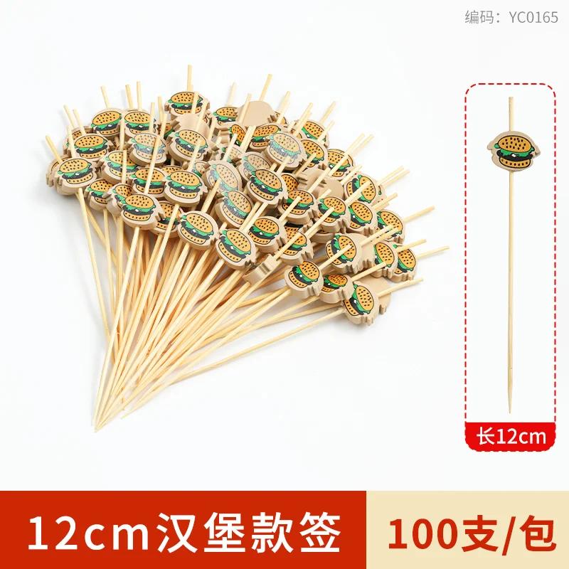 100 bucăți de fructe de unică folosință bețișoară de bambus de artă creativă baton de decorare pentru burgeri pentru cocktailuri comerciale scobitoare