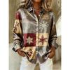 Fashionable Casual Women's Loose Comfortable Shirt Collarless Design 3D Exquisite Print Comfortable Breathable Shirt