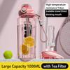 Large Capacity Sports Water Bottle with Time Marker Outdoor Portable Tritan Cup Leak-proof Water Bottles with Straw 1000/1500ML