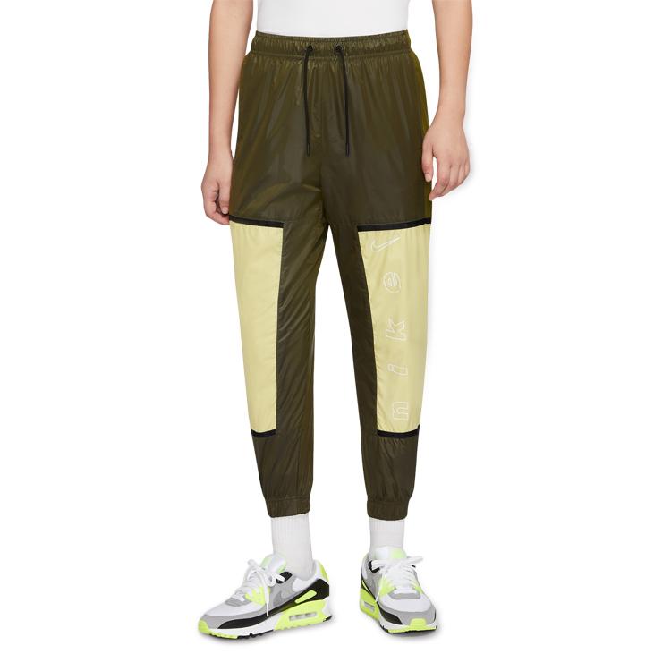 Nike Sportovní tkané kalhoty Ležérní kalhoty Dámské spodní díly Mlhavě-čajovníkově-zelená CU6396-368