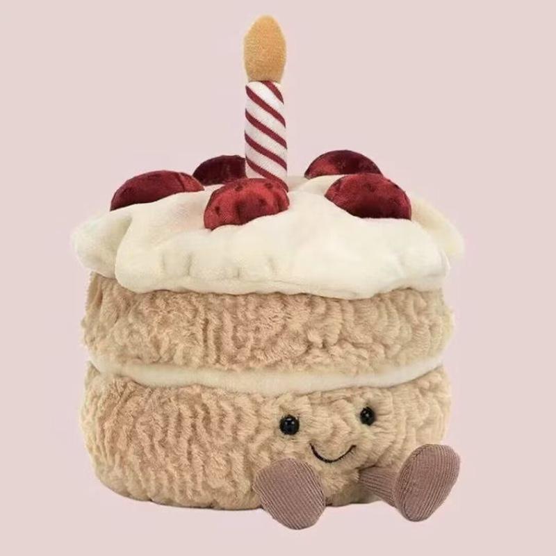 Creative Birthday Cake Doll Strawberry Cake Doll Simulation Fake Cake Music Sound Plush Toy Birthday Gift