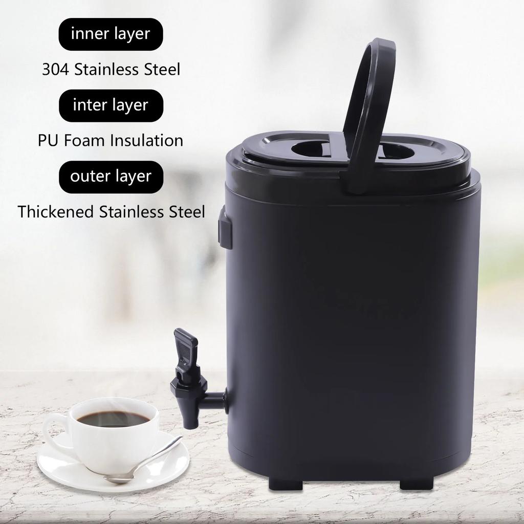 10L Portable Insulated Beverage Dispenser Stainless Steel Hot Cold Coffee Milk Server