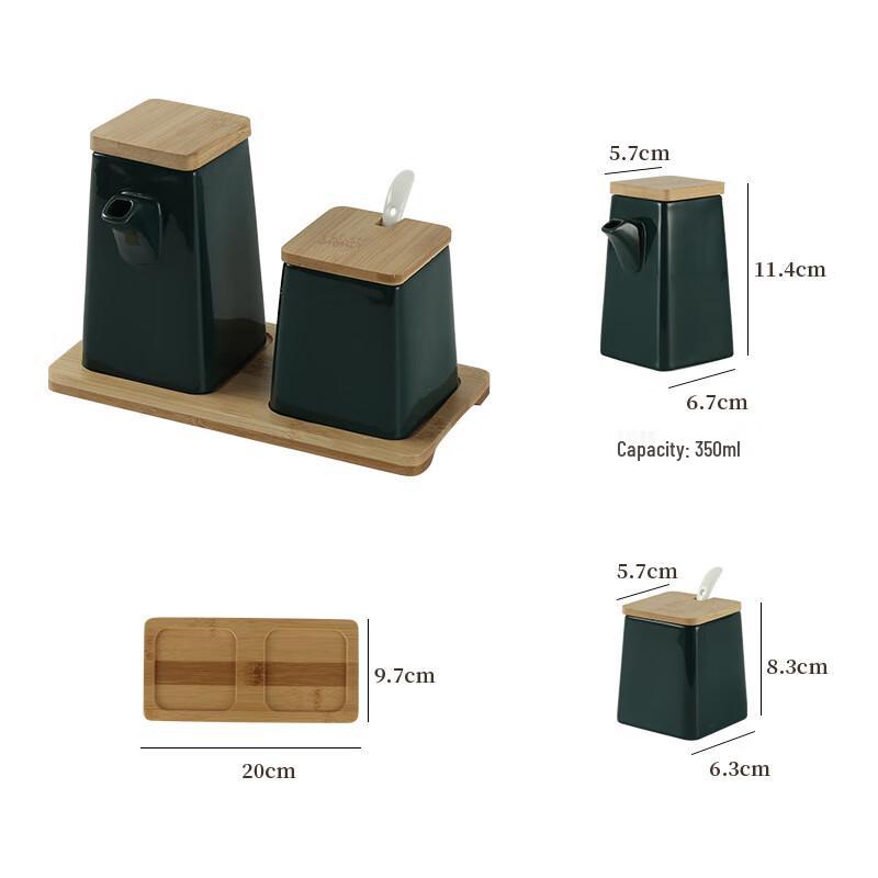 LIU Nordic Ceramic Condiment Sets Dark Green