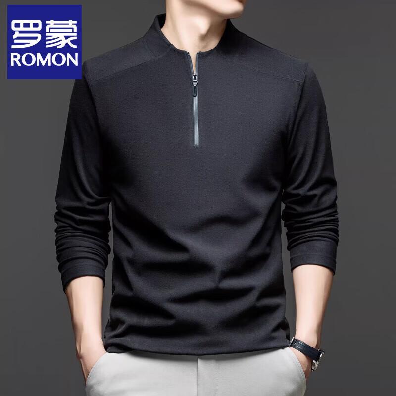 Romon Men s Half-Zip Stand Collar Long Sleeve T-Shirt 4XL
