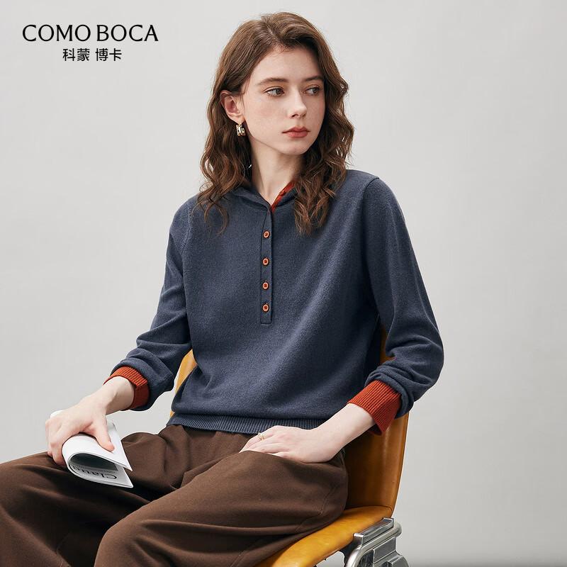 Komongboka Women's 2026 Autumn/Winter Hooded 100% Wool Knit Sweater