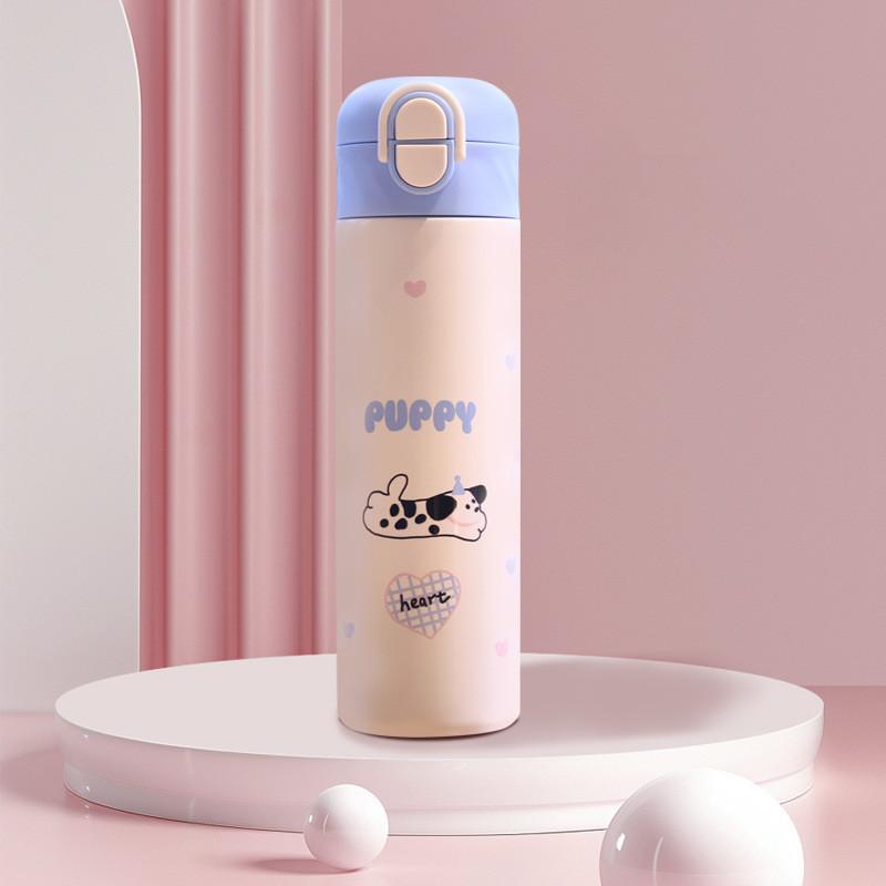 Cute Cat Puppy Floral Grid Star Printed Stainless Steel Insulated Cup