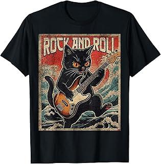Unisexs Rock Cat Pattern Short Sleeve TShirts Funny 3D Guitar Cat Print Casual T Shirt Outdoor Unisex Unisex Y2k Tops Summer Clothing