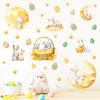 Cartoon Moon, Eggs and Bunny Wall Sticker Self-Adhesive Removable for Kids Room Nursery Entryway Background Home Decor