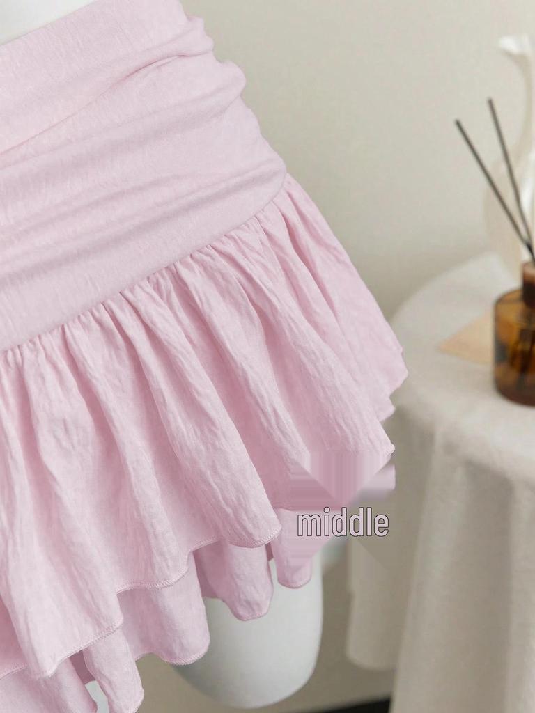 New Sexy High-Waisted Irregular Layered Ruffle Mini Skirt
