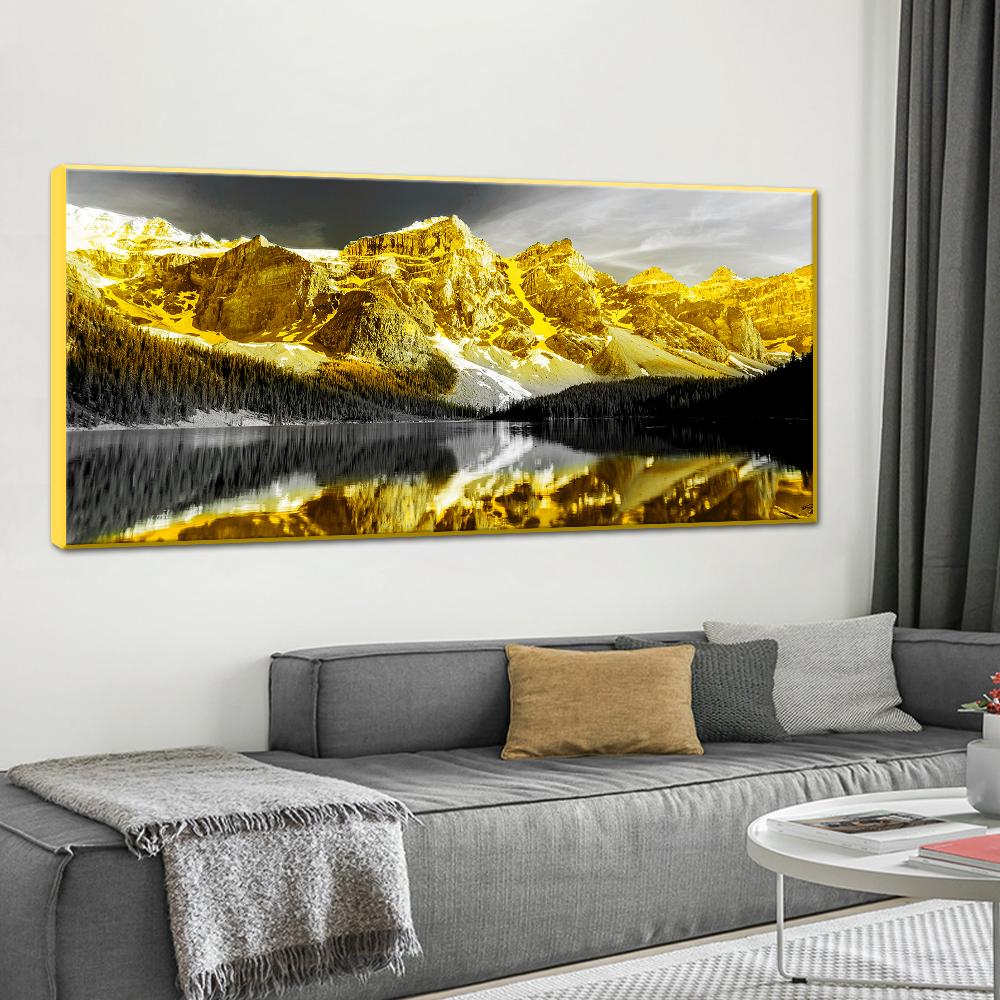Black White Artwork Gold Mountain Landscape Canvas Painting Scandinavian Poster and Print Wall Art Modern Living Room Decor Pics