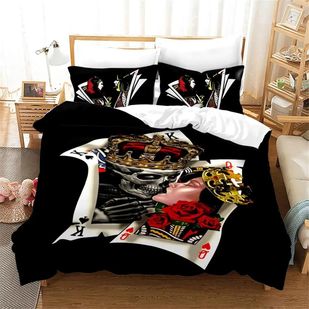 Black and White Couple Romantic Valentine's Day Comfortable Duvet Quilt Cover Pillowcase Bedding Set Decoration Home Textile